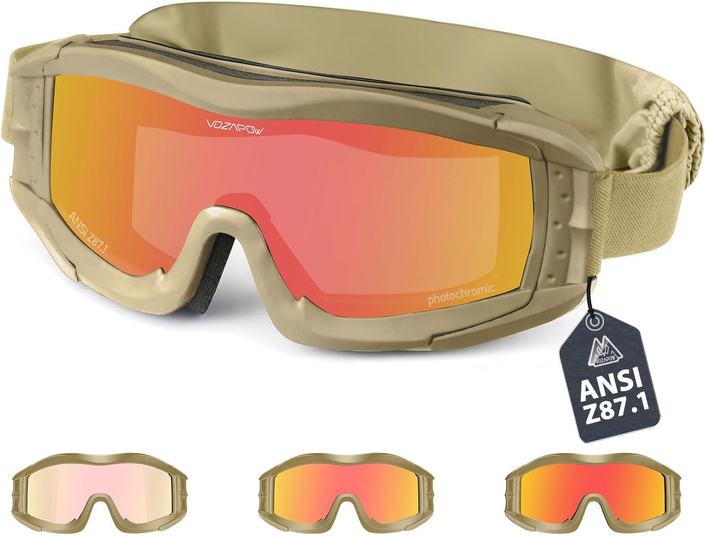 Airsoft Goggles - Anti-Fog ANSI Z87.1 Certified Safety Glasses | Impact Resistant Tactical Eyewear