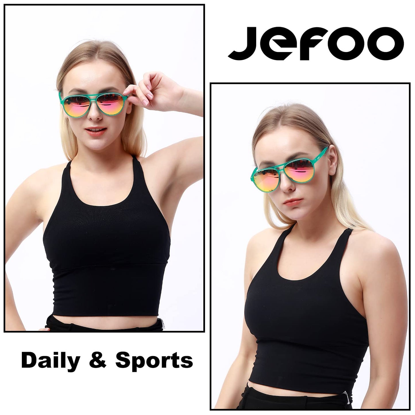 Jefoo Polarized Aviator Sunglasses for Women Men Retro Trendy Sports Sunglasses for Outdoor UV400 Protection