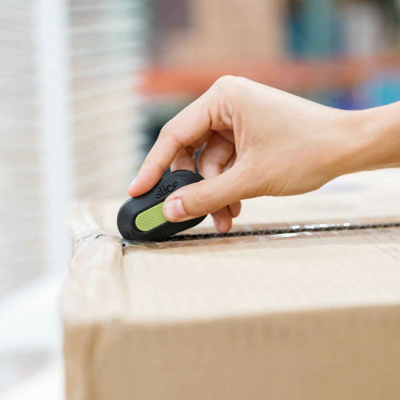 Slice Auto-Retractable Mini Box Cutter | Safe Ceramic Box Cutter Lasting 11x Longer than Metal | Keychain Box Opener | 2 Pack