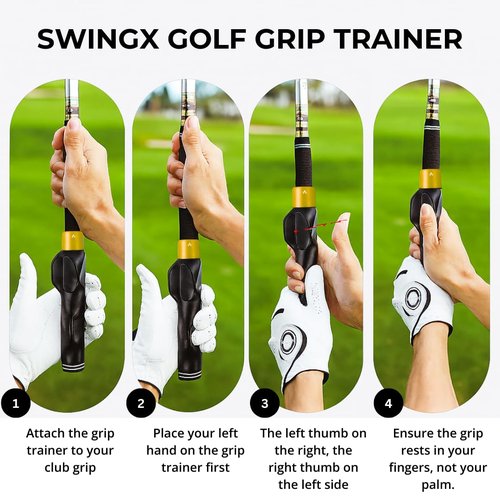 Golf Grip Trainer, Golf Grip Training Aid, Golf Club Swing Training, Snap On Grip Trainer to Improve Hand Position