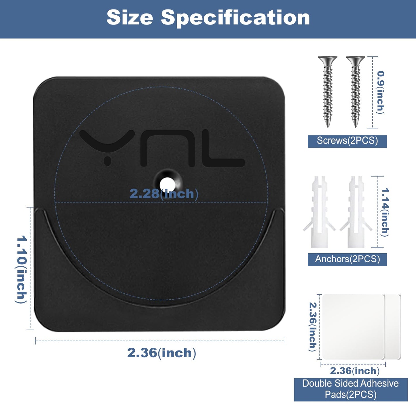 2 Pack Adhesive Shower Rod Holders, Black Transparent Rod Retainer | Never Fall Down Shower Tension Rod Holders for Wall(Rod Not Included)