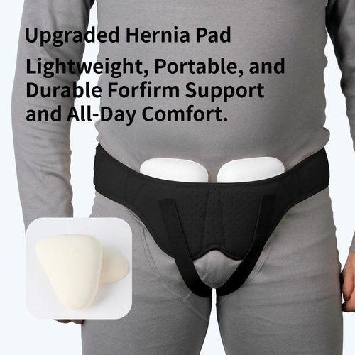 Hernia Belt Truss for Men for Women,Comfortable & Breathable Design,for Single/Double Inguinal Hernia or Sports Hernia Pain Relief,Recovery Strap with 2 Compression Pads Comfortable Material(Black, L,35"-41")