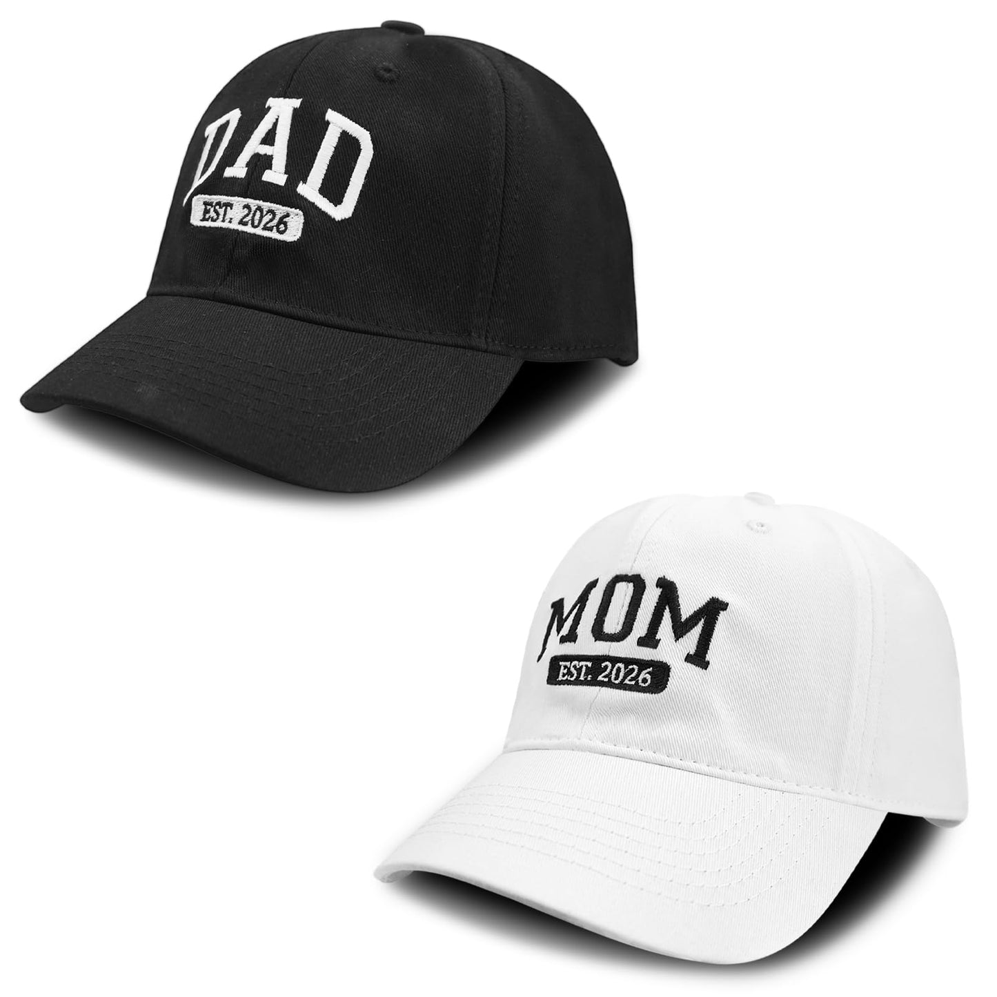 FUIPET Mom and Dad Hats for New Parents Gifts for Couples, Adjustable Embroidered Baseball Caps for Mom and Dad Gifts