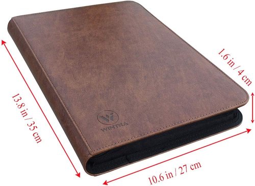 504 Pockets | Regine Switzerland Premium Brown Leather Card Binder - 9-Pocket Trading Card Album