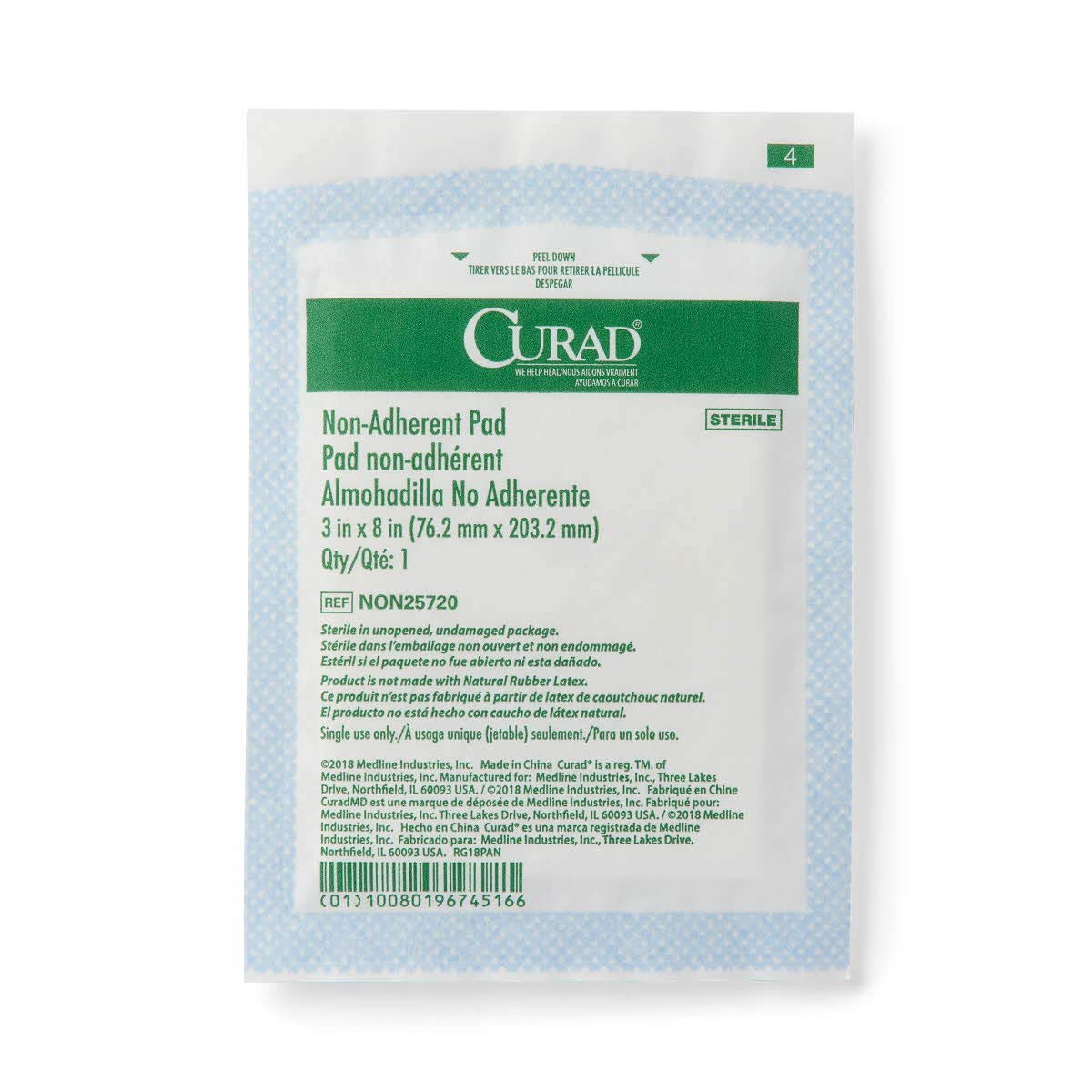 CURAD Sterile Non-Adherent Pad,3x8,50 Count (Pack of 12)