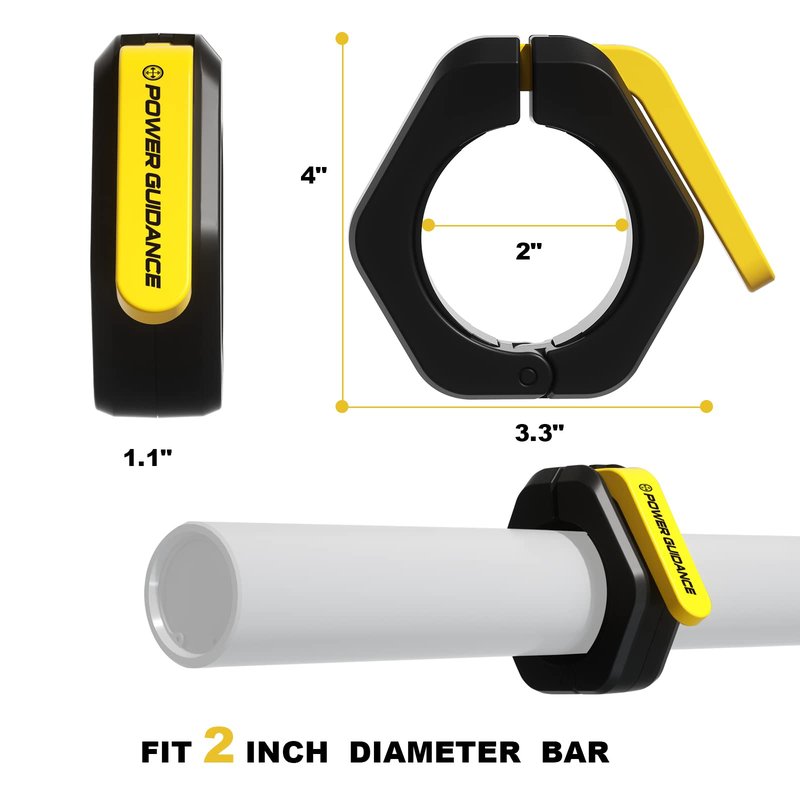 POWER GUIDANCE 2 inch Magnetic Barbell Collars Barbell Clips, Olympic Barbell Clamps,Weight Clamps Quick Release Barbell Collar for Workout Weightlifting,Olympic Lifts and Strength Training Black
