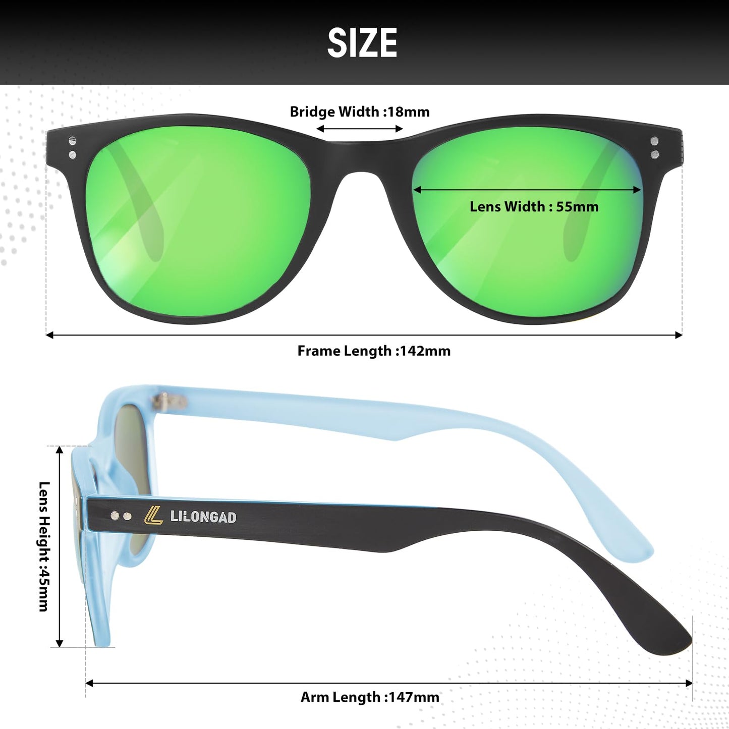 LILONGAD PC-Polarized Sunglasses for Men & Women – TR90 Frame, Mirrored, Anti scratch polarized sunglasses Lenses, UV400 for Running & Driving (Blue/Green REVO)