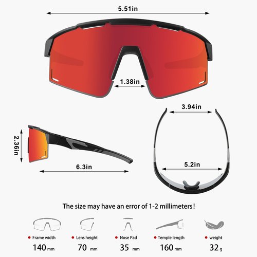 BangLong Sports Sunglasses for Men Women, Baseball Glasses UV400 Protection, Cycling Running Softball Glasses for Youth Adults (Black Red)