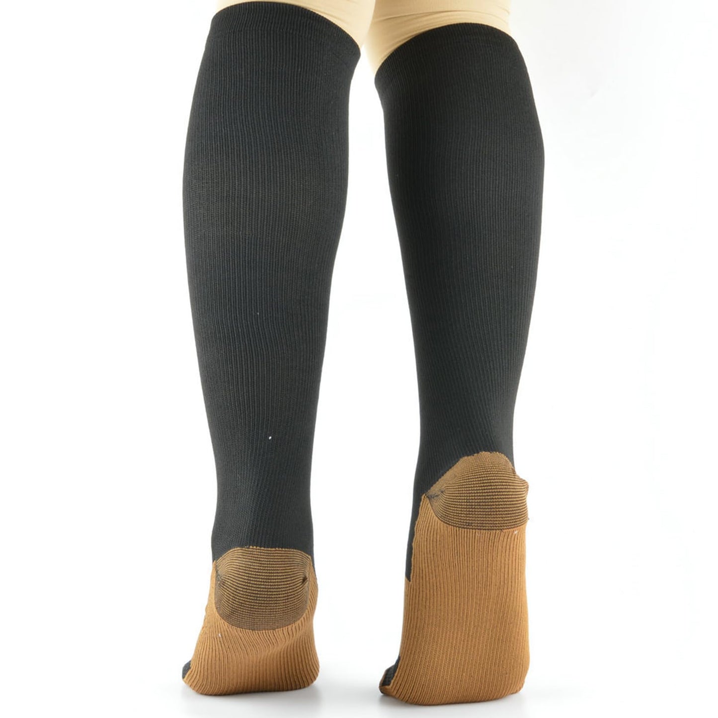 8 Pairs Copper Compression Socks for Men Circulation 15-20 mmHg Knee High Stockings for Running Hiking Climbing Cycling (US, Alpha, One Size, Regular, Regular, Black&Brown)