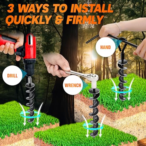 Heavy-Duty Ground Anchors Screw-in Set - 4 PCS with Power Nut Driver