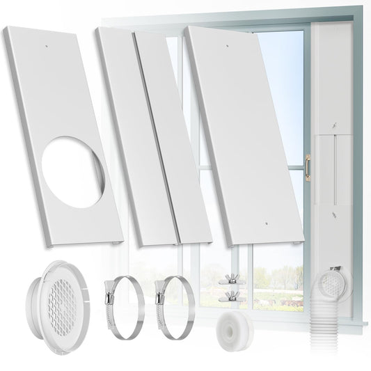 HOXHA Window Duct Kit Dryer Window Vent Kit for 4” Ducting Dryer Vent Hose, Sliding Window Vent Kit Fit with Dryer, Inline Duct Fans, Grow Tents