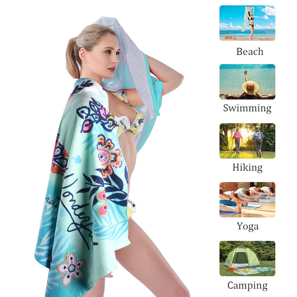 Auxory Beach Towel Microfiber Beach Towels Sand Free Quick Dry Lightweight Travel Towels Oversized Large Quick Cute Starfish Design 30×60 inch Beach Towels for Kids Women Men Pool Swim
