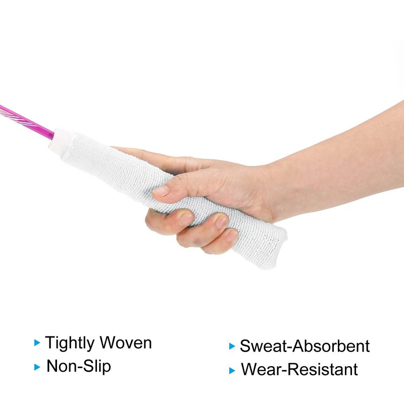 PATIKIL Cotton Feeling Badminton Towel Grip, 2 Pack Nylon Tennis Racket Overgrip Racquet Grip Hand Glue Anti-Skid Sweatband for Golf Bike Handle, White