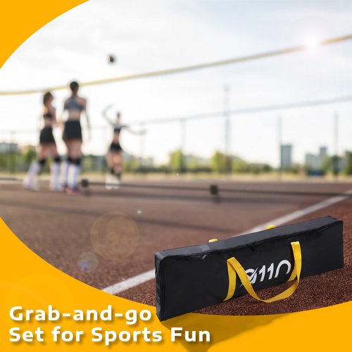 A11N SPORTS 14ft Badminton Pickleball Net - Height Adjustable for Junior Tennis, Soccer Tennis & Kids Volleyball - Portable for Indoor & Outdoor Play