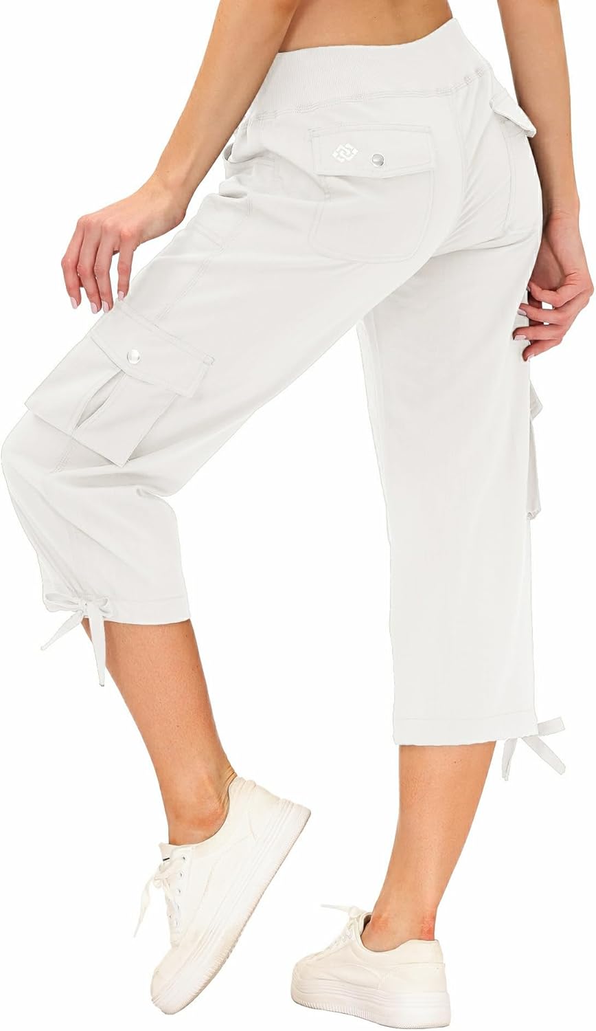 MoFiz Women's Capris - Lightweight Casual Pants with Pockets | Dressy Baggy Cargo for Hiking