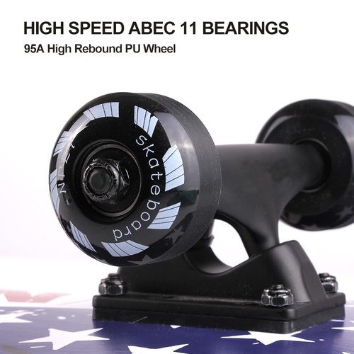 NPET Pro Skateboard Complete 31 Inch 7 Layer Canadian Maple Double Kick Concave Deck Skating Skateboard - Flag