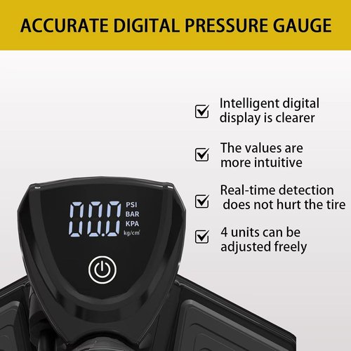 **TOOLITIN Bike Pump - Precision Digital Pressure Gauge for Presta & Schrader Valves | Versatile Air Pump for Bicycles, Balls, Scooters**
