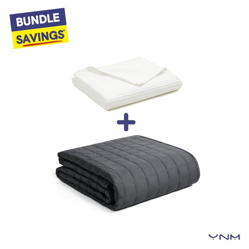 YnM Cotton Waffle Weave Duvet Cover for Weighted Blankets with 16 Strings (Coconut White, 60''x80'')