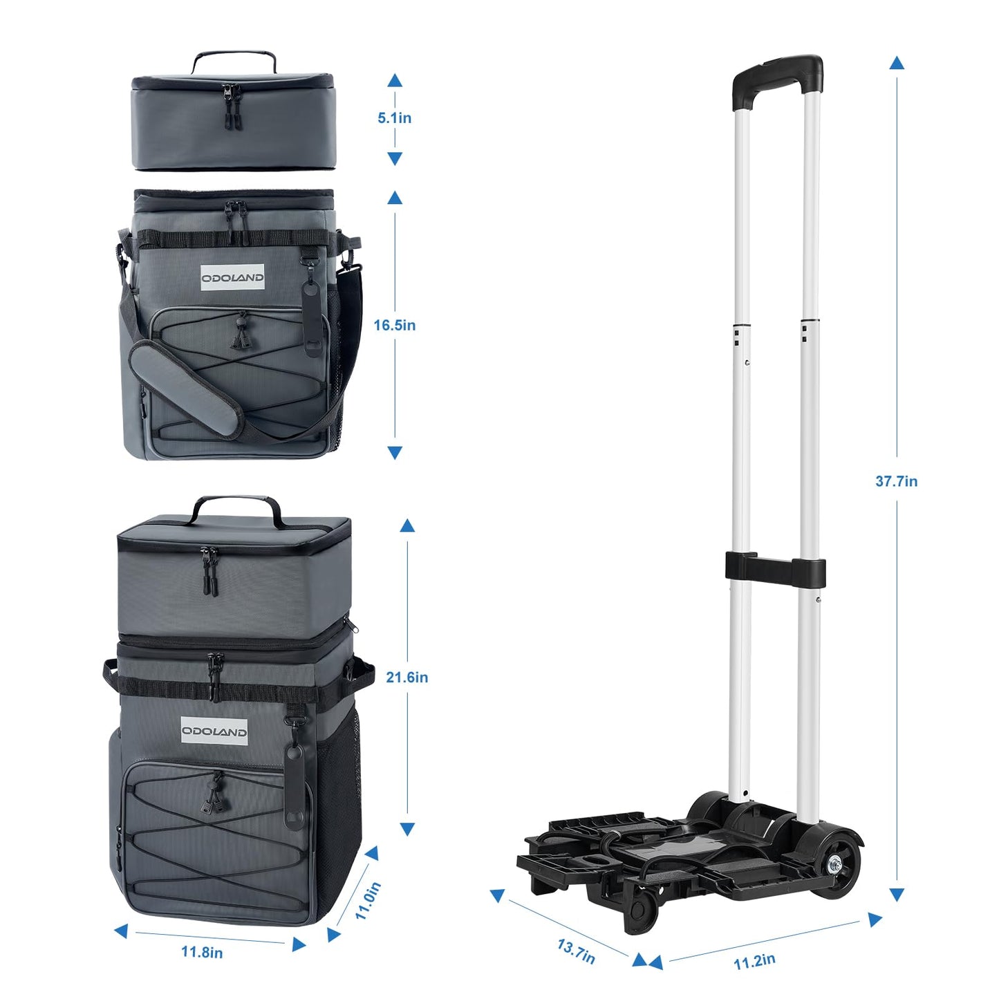 Odoland 72 Can Rolling Cooler Bag with Wheels & Handle, Collapsible Insulated Ice Chest for Beach, Camping & Tailgating - Portable Travel Soft Cooler on Wheels, Collapses for Easy Storage