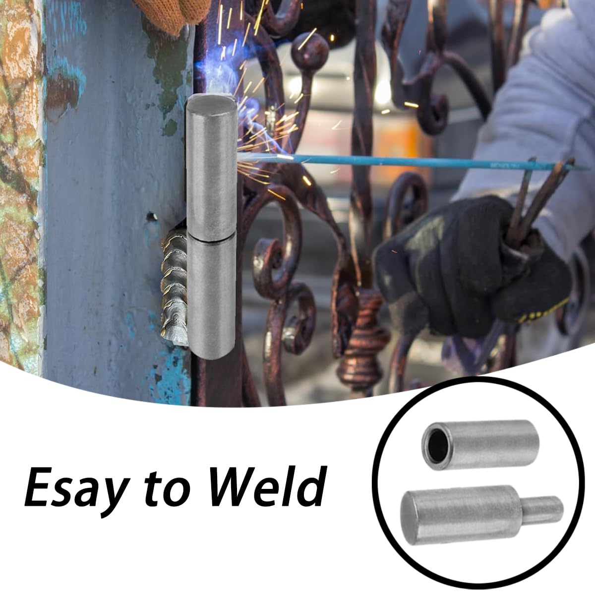 4 PCS Weldable Barrel Hinges Weld On Bullet Door Hinge 3" x 3/4" Heavy Duty Steel Detachable Hinges for Trailer Ramp Gate Swing Door (2 PCS)