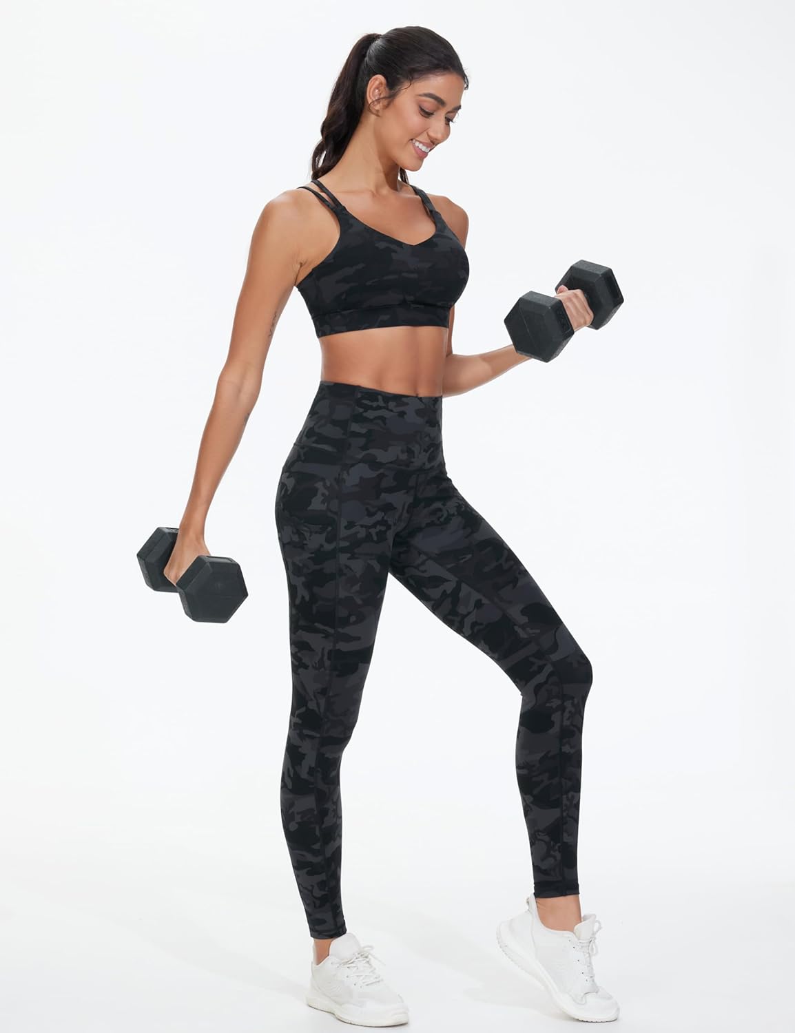The Gym People Women's Sports Bra - Supportive Double Spaghetti Strap Design with Padded Cups