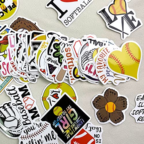 100PCS Softball Stickers - Waterproof Vinyl for Personalized Decor