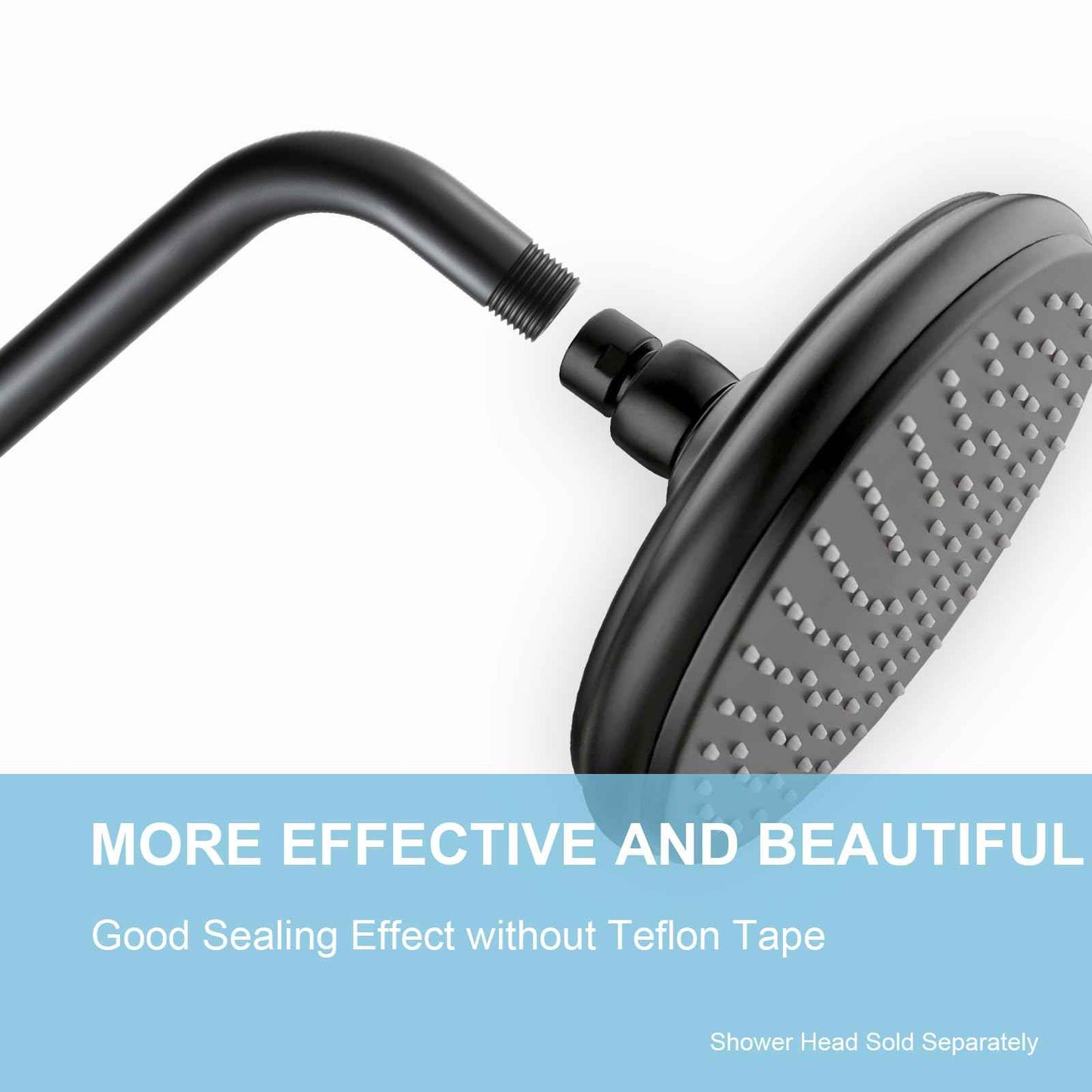 OFFO Shower Head Extension Arm 16 in, S Shaped High Rise Extender with Flange Shower Head Pipe Arm, Matte Black