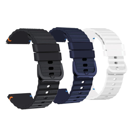 Compatible with Carbinox Vortex Bands, New Silicone Woven Line Adjustable Replacement Strap Compatible with Carbinox X-Ranger, Vortex, Vesta Smart Watch (3 Pack-White+Black+Blue, 22mm size band)