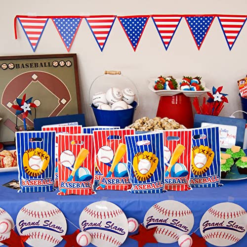 Baseball Party Favor Bags - 50 Plastic Gift Bags with Handles