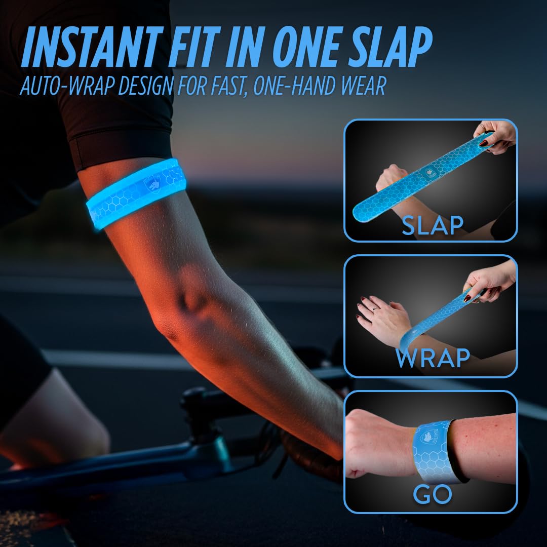 SlapLite Rechargeable LED Armband, Reflective Running Lights for Runners, Reflective Safety Gear Women, Men for Running, Walking, Cycling at Night, High Visibility Arm Band, Fits-All