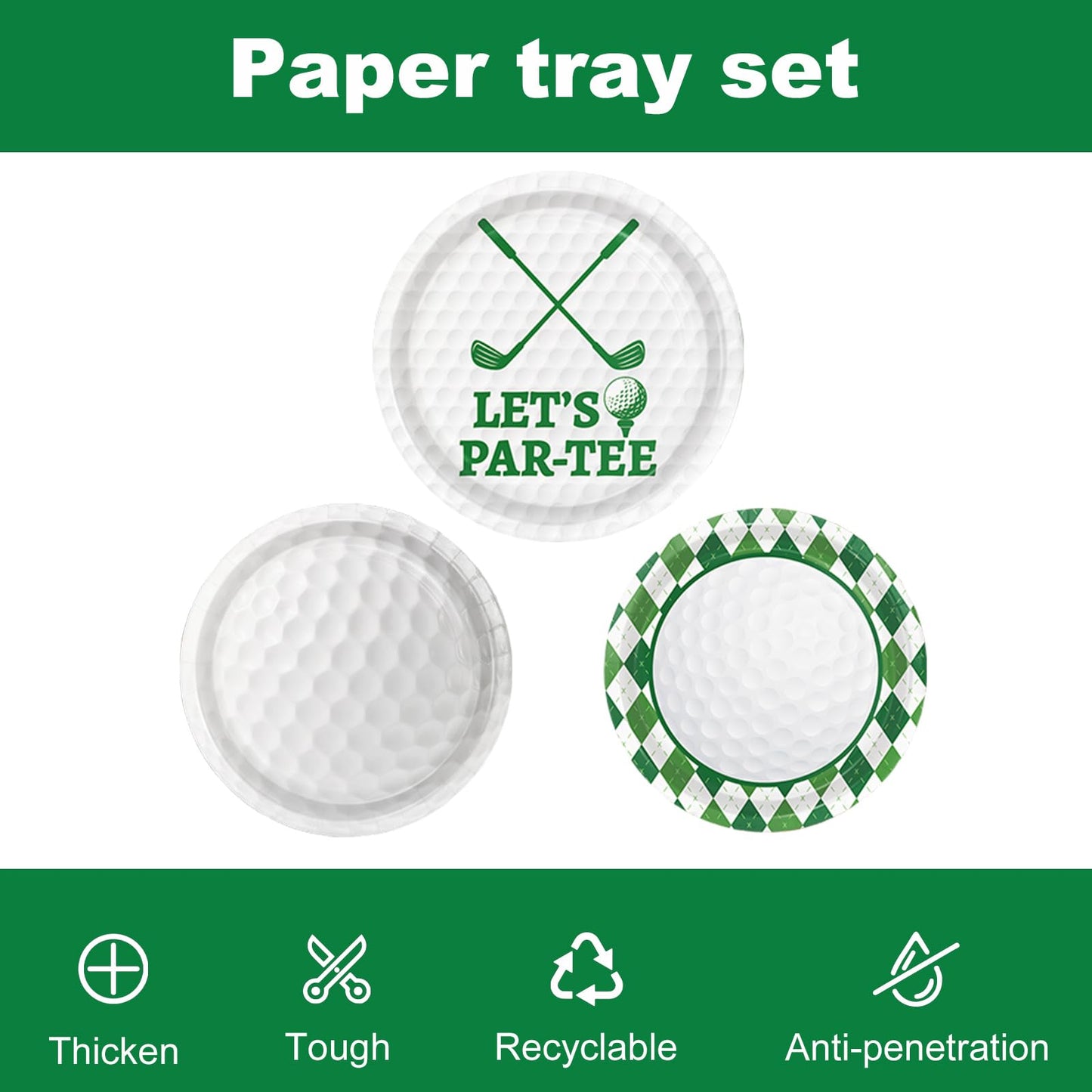 LINHAXM Golf Party Decorations Include Plates, Napkins, Forks, Banner, Tablecloth — Sports Birthday or Baby Shower Golf Birthday Decorations, Serves 24
