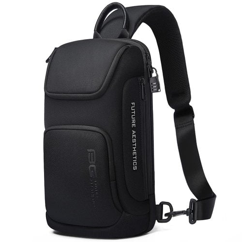 BANGE Mens Sling Bag, Waterproof Man Bags Crossbody, Casual Crossbody Backpack for Outdoors Hiking Traveling Men and Women-Black