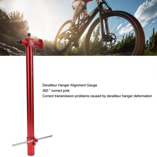 POENVFPO Derailleur Alignment Tool,Portable High Strength Aluminium Alloy Rear Derailleur Hanger Alignment Repair Tool (Red)