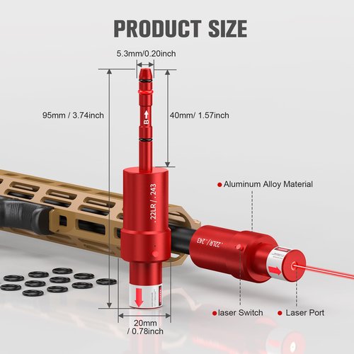 Vantara 2-in-1 22LR Laser Training Cartridge w/Bore Sighter for Dry Fire Training System - Green Laser Bullet w/Bore Sighting for Shooting Practice & Sight Calibration