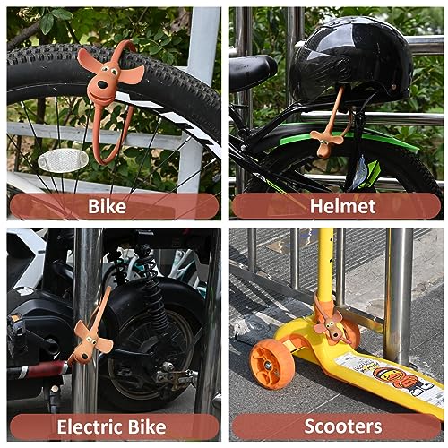 WOOQOTT Brown Cartoon Kids Bike Cable Lock with Keys, Silicone Cover, 2 Feet