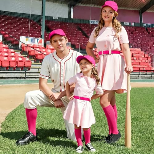 Knee-High Baseball Softball Socks & Belt Combo Set - Medium Hot Pink
