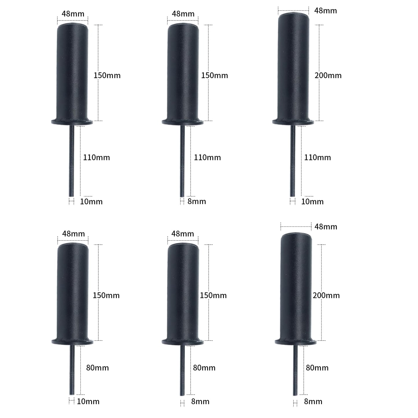 FNKTEK Weight Stack Pin and Spring Collar Weight Stack Extender Pin Commercial and Home Gym Accessories for Cable Tower and Functional Trainer Machine (Hanger Rod Length: 150 mm, Ø 8 mm,Length 80mm)
