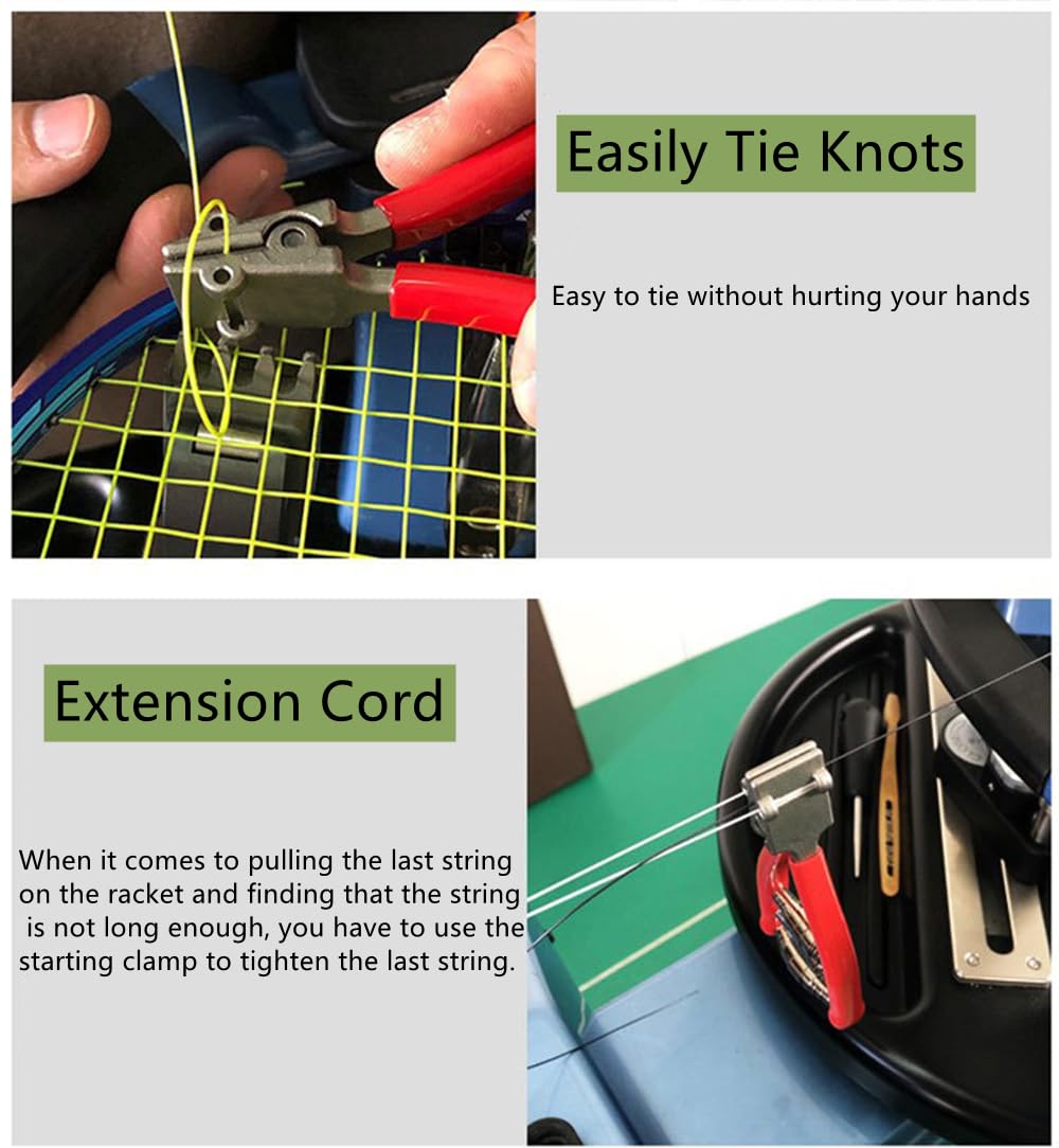 Stringing Starting Clamp 3-Spring for Tennis & Badminton Racket, Zinc Alloy Racquet Line Clamp with Thread Protection,Holding The Racquet Line for Threading Work,Essential Tool for Stringers