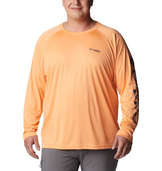 Columbia Men's Terminal Tackle Long Sleeve Shirt, Bright Nectar/Carbon Logo, 6X Big
