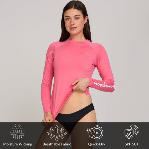 Champion Women's Rash Guard - Long Sleeve Swim Shirt with UPF 50+ UV Protection