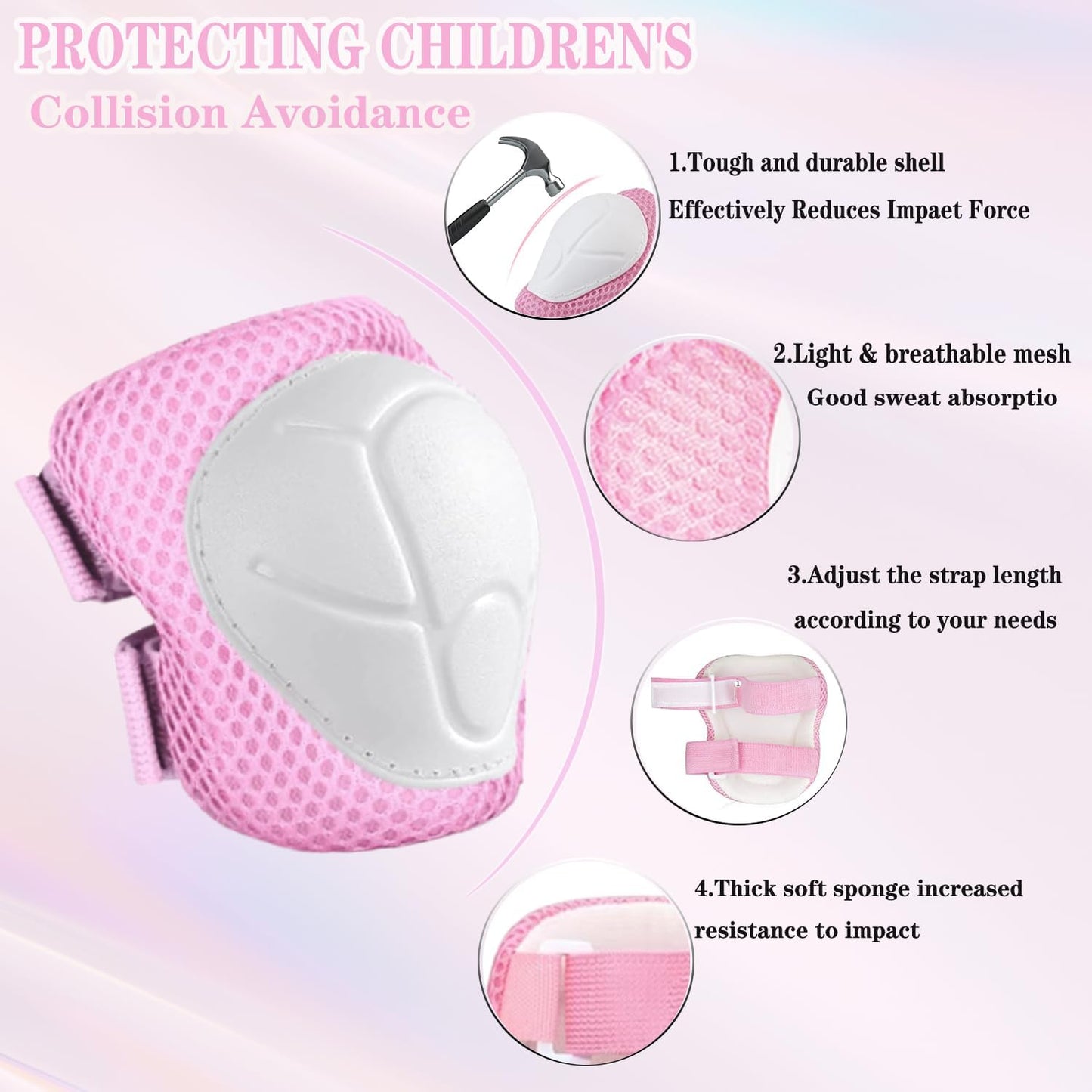 Skiennix Kids Knee and Elbow Pads Set - Adjustable Protective Gear for Ages 3-14 | Skateboarding, Cycling, and More