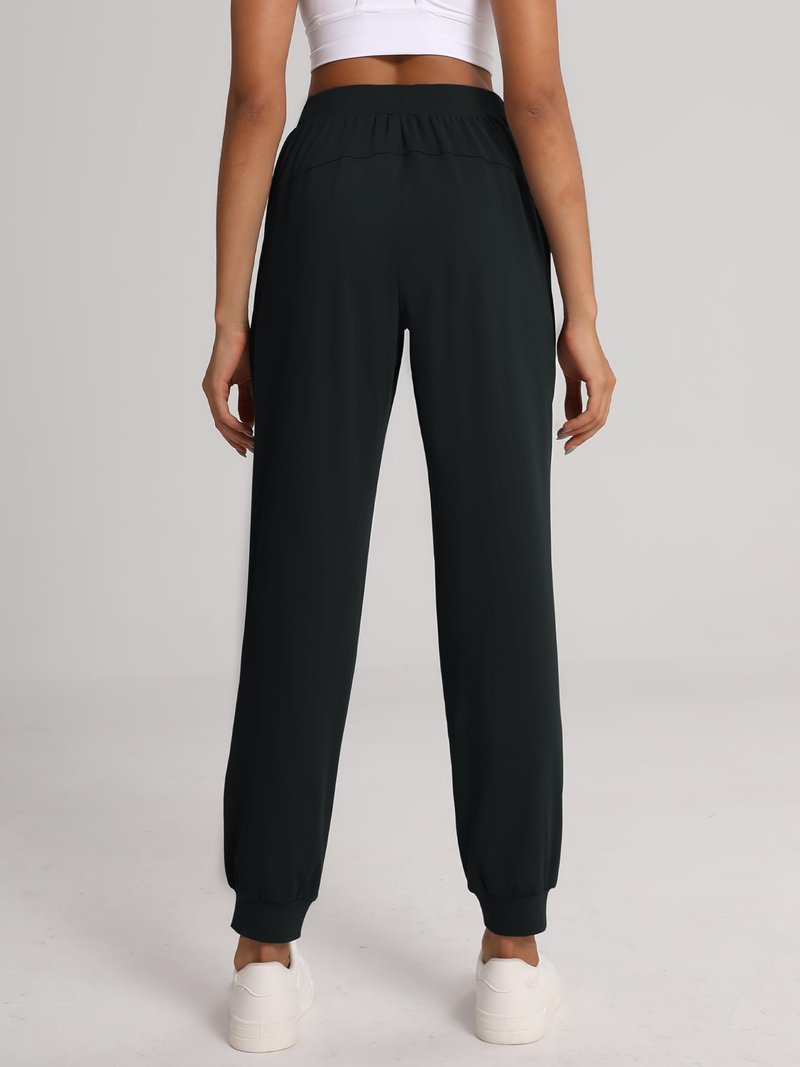 Tallemon Women's 33" Tall Inseam Joggers Running Sweatpants Pockets Tapered Athletic Workout Lounge Pants Black, L