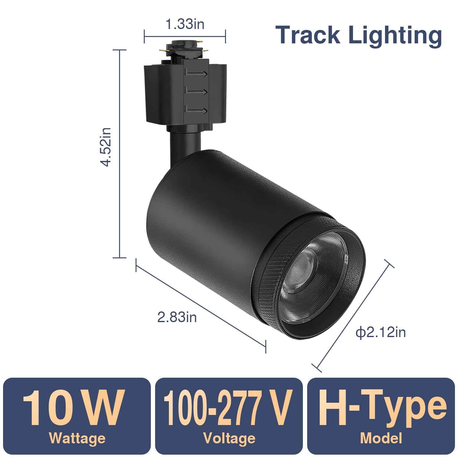 be studied 10W LED Black Track Lighting Heads, H Type Track Lighting Rail Ceiling Spotlight for Accent Task Wall Art Exhibition Lighting, and Wall Art Display Illumination 3000K-5700K, CRI90+ (6-Pack