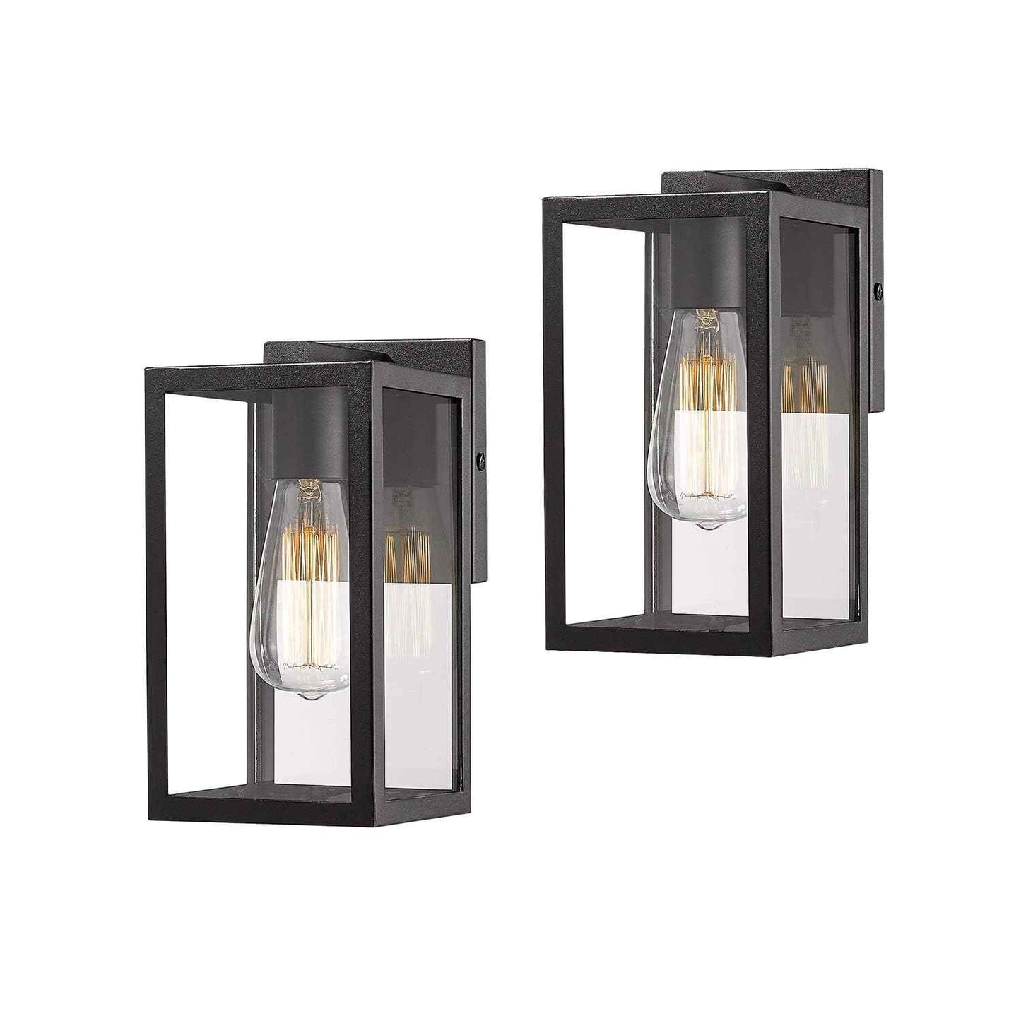 Bestshared Exterior Wall Lantern, Outdoor Wall Sconce, Patio Lighting Fixture for Porch, Home, Barn, Storefront (Black, 2 Pack)