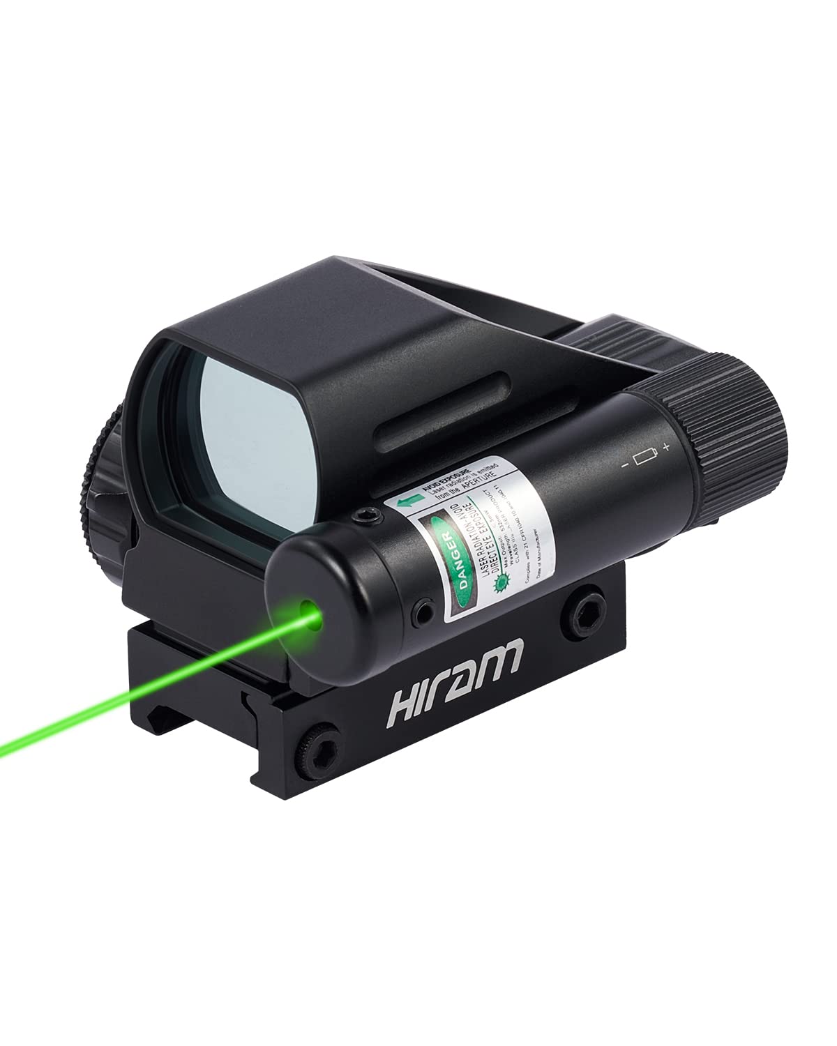 Hiram Red Dot Sight with Green Laser, 1x33 Reflex Sight with 2MOA Red & Green Dot Stepless Brightness Levels Pressure Switch for Picatinny Weaver Rails, Tactical Hunting Gear for Rifles Airsoft Guns