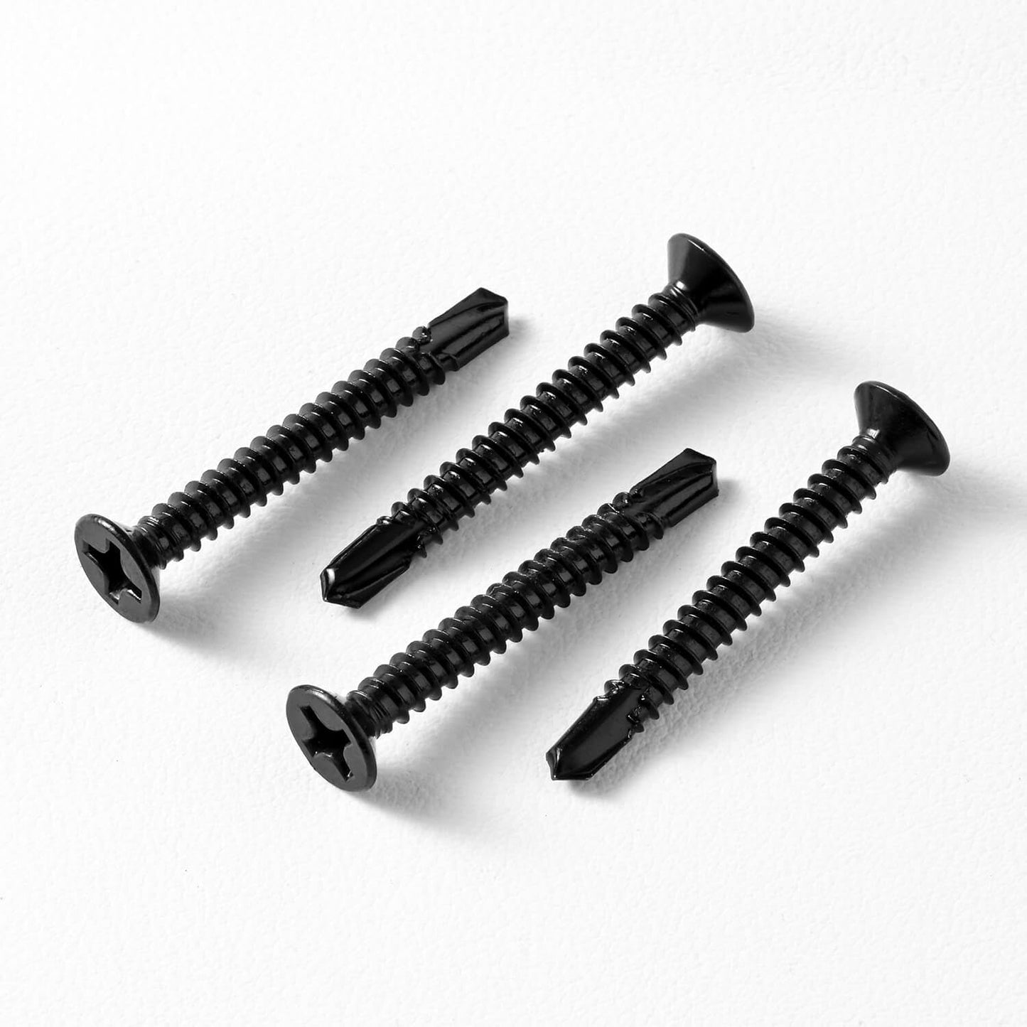 #6 x 1-1/4" (100 Pack) Flat Head Sheet Metal Screws Phillips Drive Fast Self-Tapping Screw Wood Screws, High-Strength 410 Stainless Steel, Black Oxide