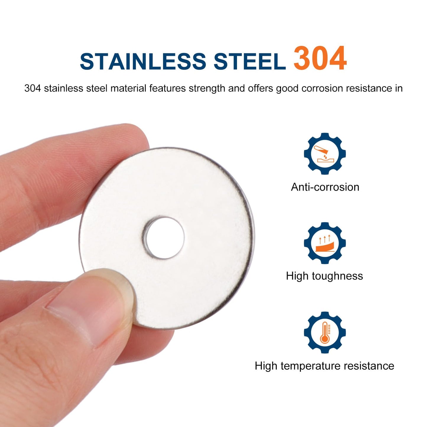 50PCS 1/4" x 1-1/4" Fender Washers, 18-8(304) Stainless Steel Flat Fender Washer, 1/4" ID x 1-1/4" OD, 0.06'' Thick