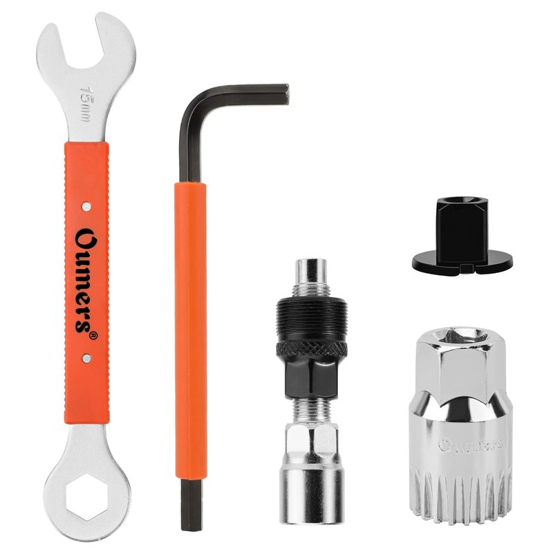 Oumers Bike Crank Puller Tool Set, Bike Crank Extractor Bottom Bracket Remover 15mm Pedal Wrench 16mm Hex Allen Wrench Square Head Kit for Removing