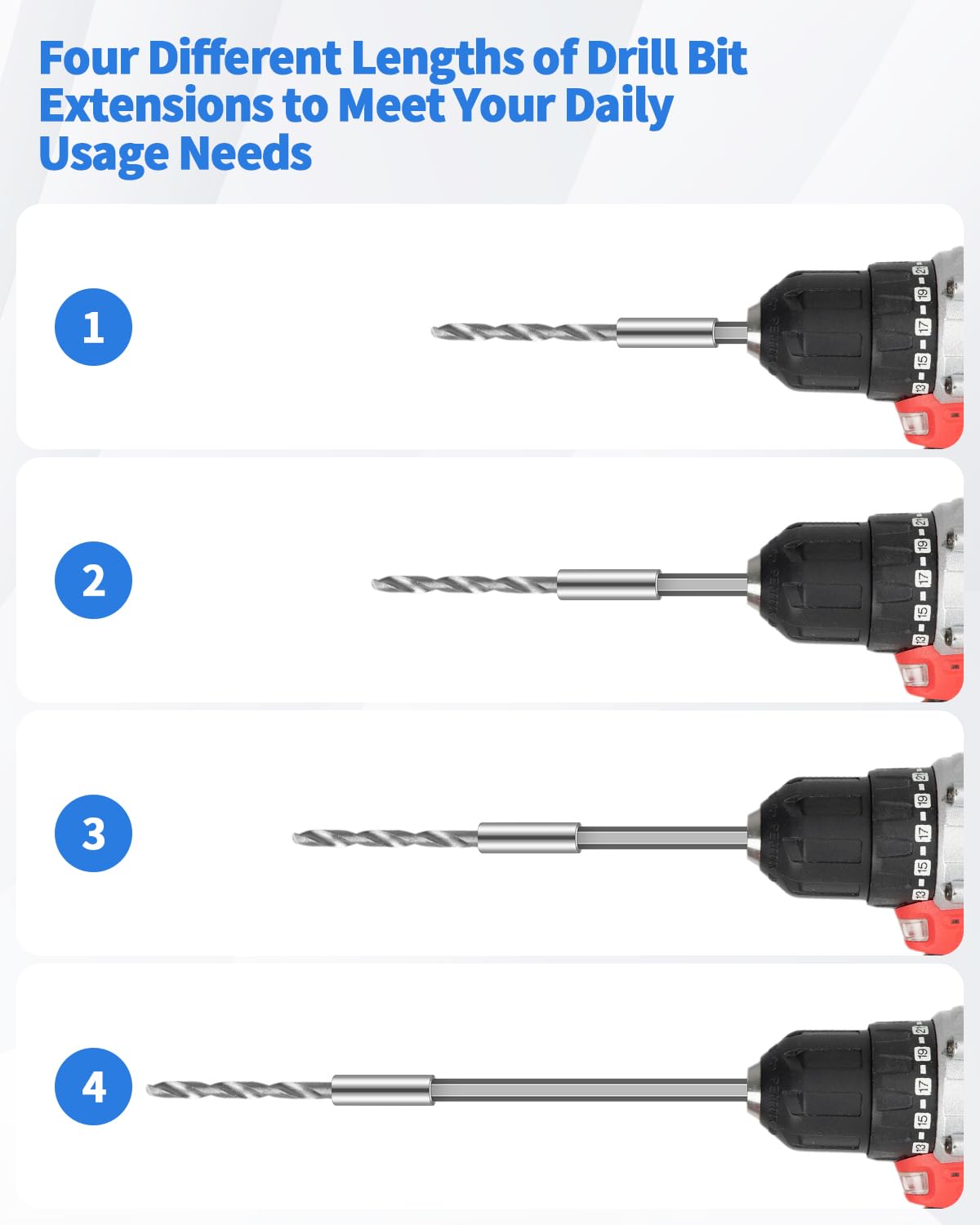 8 PCS Drill Bit Extension, 1/4" Hex Shank Magnetic Drill Extension Bit Holders, S2 Steel Impact Drill Bit Extender (2 Inch,3 Inch, 4 Inch, 6 Inch) for DIY, Automotive; Repair Work