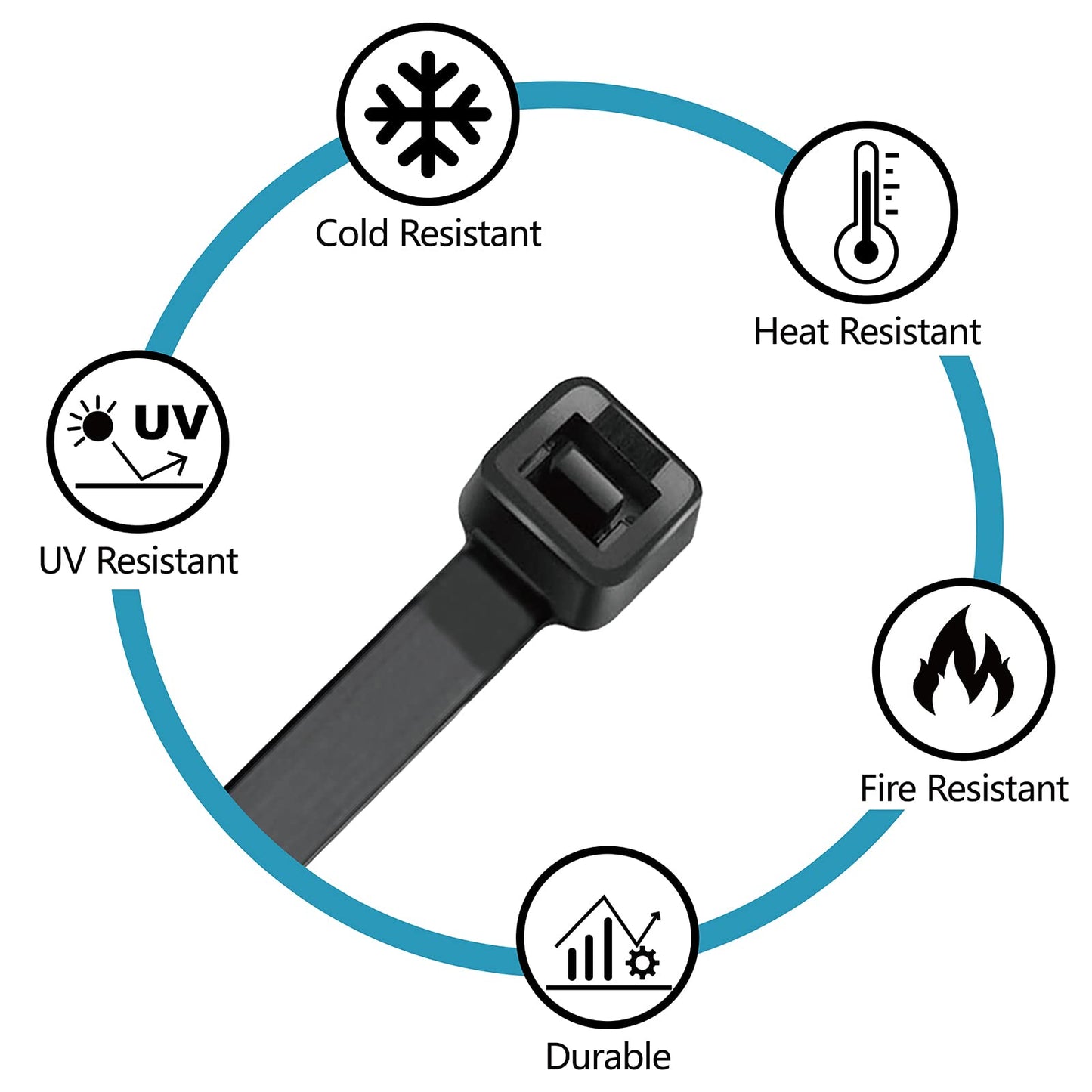 Zip Ties 12 inch with 45 lb Tensile Strength, Black Cable ties, 1000 Pack, ANOSON